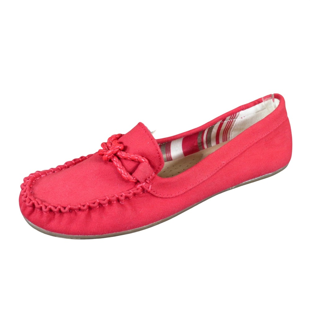 Dexflex Comfort Women Moccasin Loafer Flats Size 7‎ Casual Walking Red Canvas